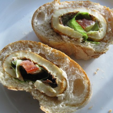 Kanapkowe ślimaczki - chleb ciabatta z naleśnikiem